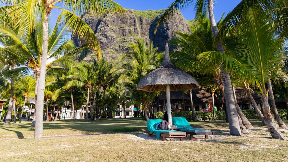 Turquoise lagoon and tropical coast in Mauritius